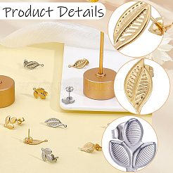 36Pcs 6 Styles 304 Stainless Steel Stud Earring Findings&nbsp;STAS-BBC0010-44