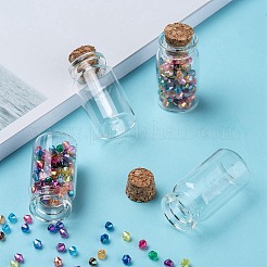 ガラスの瓶のガラスボトルは、コンテナをビーズ  コルク栓付き  ウィッシングボトル  透明  4x2.2cm  穴：1.25のCM  容量：15ml（0.5液量オンス）&nbsp;LS-AJEW-S074-02B