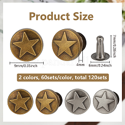 12 Bags 2 Colors Zinc Alloy Decorative Rivets&nbsp;FIND-FG0005-52B