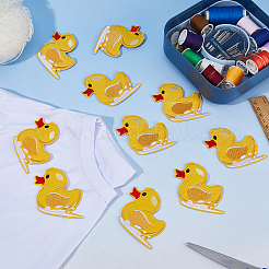 コンピューター刺繍ポリエステルアイロン接着/縫い付けパッチ  マスクと衣装のアクセサリー  アップリケ  アヒル  ゴールド  65x80x1.2mm&nbsp;PATC-WH0003-60A
