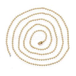 304ステンレススチールボールチェーンネックレス  ボールチェーンコネクター付き  ゴールドカラー  23.6インチ（60cm）  1.5mm&nbsp;IFIN-R114-1.5mm-G