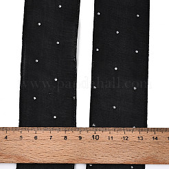 片面プリントのポリエステル＆アクリルサテンリボン  ギフト包装用  ブラック  1-1/2インチ（39mm）  約20.00ヤード（18.29m）/ロール&nbsp;SRIB-T009-06B