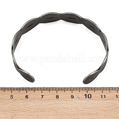316サージカルステンレススチール編み込みウェーブカフバングル  アンティークシルバー  3/8インチ（1.1cm）  内径：1-7/8x2-1/2インチ（4.7x6.3cm）&nbsp;BJEW-C125-02AS