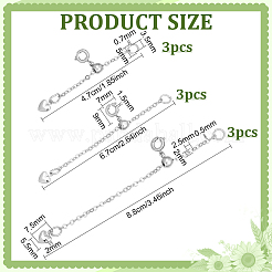 9Pcs 3 Styles Brass & Stainless Steel Ends with Chain&nbsp;FIND-BC0019-60