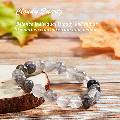 Natural Gemstone Cloudy Quartz Round Beads Strands&nbsp;G-OC0001-17
