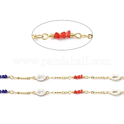 Handmade Brass Enamel Lip Link Chains&nbsp;CHC-M024-26G-02