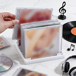 12グリッドプラスチックCD収納ラック  長方形  ホワイト  15.3x15.8x1.45cm  内径：10x13.5のCM&nbsp;AJEW-WH0643-111A