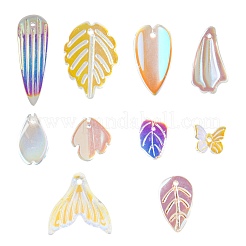 50Pcs 10 Style Transparent Spray Painted Glass Pendants&nbsp;GLAA-FS0001-07