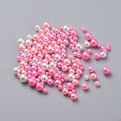 ABSプラスチック模造パール  穴がないビーズ  UVレジン封入パーツ  エポキシ樹脂ジュエリー作り  ラウンド  ショッキングピンク  2.3~4.7mm  約250個/袋&nbsp;X-KY-I005-01A