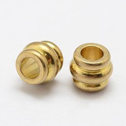 真鍮ビーズ  バレル  ニッケルフリー  生（メッキなし）  6x5mm  穴：3mm&nbsp;KK-P095-42
