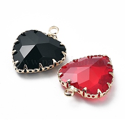 Brass and K9 Glass Pendants&nbsp;KK-Z031-19KCG