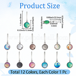 12Pcs 12 Colors Mermaid Scale Alloy Resin Zipper Pulls Charms&nbsp;FIND-CY0002-30