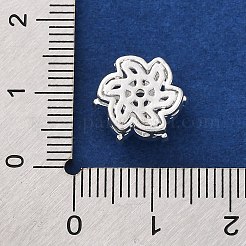 ラックメッキ真鍮製マイクロパヴェキュービックジルコニアビーズ  ガラスと  長持ちメッキ  鉛フリー＆カドミウムフリー  花  銀  10x12x7mm  穴：1.8mm&nbsp;KK-Z082-01S