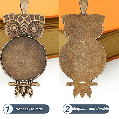DIY ブランクペンダント作りキット  フクロウのチベットスタイルの合金ペンダントカボションセッティングを含む  楕円形のガラスカボション  アンティークブロンズ＆アンティークシルバー  24個/箱&nbsp;DIY-GO0001-42