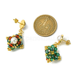 Glass Dangle Stud Earrings&nbsp;EJEW-MZ00321