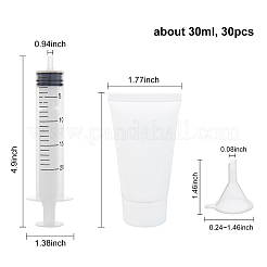 DIY化粧品保管容器キット  プラスチック製の詰め替え可能なスクイーズボトルソフトチューブ＆ファンネルホッパー付き  ネジ式手押し接着剤注入用注射器  ホワイト  45x28.5x80.5mm  容量：30ミリリットル  30個/セット&nbsp;DIY-BC0011-48B