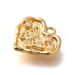 Brass Micro Pave Cubic Zirconia Pendants&nbsp;KK-K294-27G