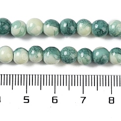 ベーキングペイントガラスビーズ連売り  ラウンド  ダークシアン  6mm  穴：1mm  約145~147個/連  32.28~32.68''（82~83センチメートル）&nbsp;X-GLAA-H031-01A-07