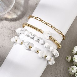 4Pcs 4 Styles Natural Howlite Beads Stretch Bracelets&nbsp;BJEW-JB13873