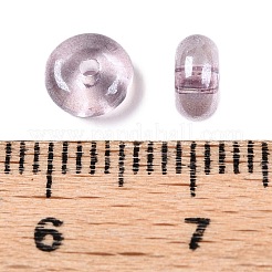 透明な染色ガラスシードビーズ  ドーナツ  ロージーブラウン  6x3mm  穴：1.2mm  約2500個/ポンド&nbsp;SEED-T007-02J