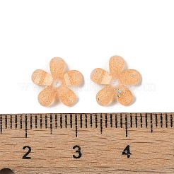 半透明エポキシ樹脂グリッターパウダーデコデンカボション  花  サドルブラウン  10x10x2mm&nbsp;CRES-S367-14A