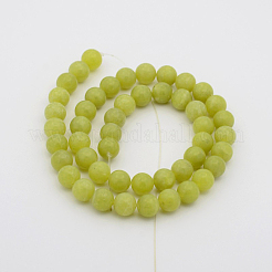 Natural Olive Jade Round Bead Strands&nbsp;G-P070-34-10mm