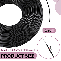 丸鉄線  プラスチックコーティング付き  ガーデニング用品  ブラック  2mm  約180m /ロール&nbsp;FIND-WH0521-182B-01