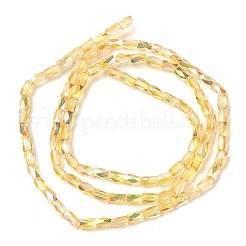 電気メッキガラスビーズセット  多面カット  コラム  ゴールド  4x2mm  穴：0.9mm  約100個/連  19.29''（49センチメートル）&nbsp;GLAA-P068-HR01