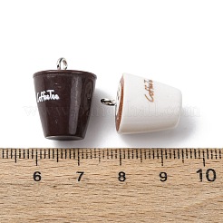 不透明樹脂ペンダント  ラテコーヒーチャーム  プラチナ鉄ループ付き  ミックスカラー  20x15mm  穴：2mm&nbsp;RESI-A049-04