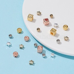 638個のccbプラスチックビーズ  スター＆ラウンド＆キューブ＆フラットラウンド  ミックスカラー  5~7x4~7x3.5~7mm  穴：1.2~3.5mm&nbsp;CCB-FS0001-01