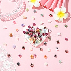 100 個のプラスチックカボション  花  ミックスカラー  9x9x5mm&nbsp;KY-CJ0002-18