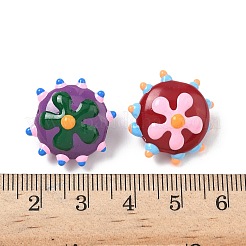 焼き絵の具、ガラス、エナメル、ビーズ  でこぼこした花  ミックスカラー  19~19.5x10.5mm  穴：1.4mm&nbsp;LAMP-S080-03