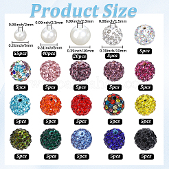 ラウンドパヴェディスコボール＆ABSプラスチックイミテーションパールビーズ  ミックスカラー  6~10mm  穴：1.5~2.3mm&nbsp;DIY-PA0001-63