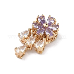 Brass Micro Pave Cubic Zirconia Pendants&nbsp;KK-C168-21G-01