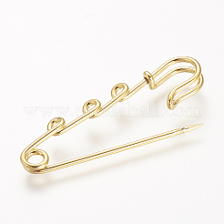 鉄安全ブローチパーツ  キルトピン  ゴールドカラー  50~55x15x5mm  穴：1.5mm&nbsp;IFIN-R226-G
