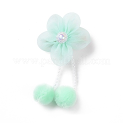 花布メタリックアリゲーターヘアクリップ  アクリルビーズで  花  子供の日のアクセサリー  アクアマリン  105x50x15~16mm  2個/カード&nbsp;LS-PHAR-D013-01E