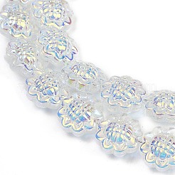 電気メッキガラスビーズ連売り  ヒマワリ  ABカラーメッキ  透明  15x8.5mm  穴：1mm  約45個/連  26.06''（66.2センチメートル）&nbsp;GLAA-S387-01H