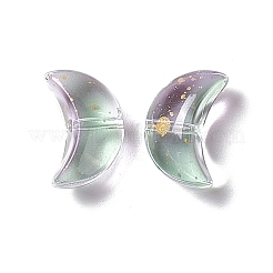 電気メッキ透明ガラスビーズ  金箔  三日月  ダークシーグリーン  9x14x6mm  穴：1.2mm&nbsp;LS-EGLA-H102-07C