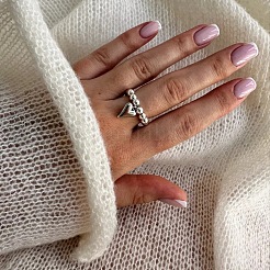 女性用ハート合金とCCBプラスチック製指輪  ストレッチリング  プラチナ  内径：17mm&nbsp;FS-WGE19AF-01