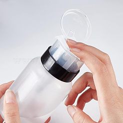 空のプラスチックプレスポンプ  マニキュアリムーバー清潔な液体の水の貯蔵ボトル  プラスチック製ファンネルホッパーとラベル貼り付け  透明  6x8.5cm  容量：200ml（6.76液量オンス）  2色  3個/カラー  6pc&nbsp;MRMJ-CA0001-04