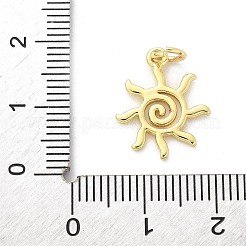 真鍮チャーム  太陽のチャーム  ラックめっき  長持ちメッキ  鉛フリー＆カドミウムフリー  丸カン付き  18KGP本金メッキ  16.5x13.5x1.2mm  穴：3.3mm&nbsp;KK-S511-21G