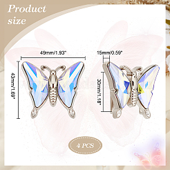 4Pcs Alloy & Glass Buckle&nbsp;BUTT-GA0001-05