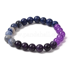 Natural Picture Jasper & African Turquoise & Glass Beads Stretch Bracelets for Women Men&nbsp;BJEW-P398-01E