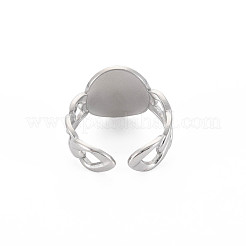 Non-Tarnish 304 Stainless Steel Oval with Human Wide Open Cuff Ring for Women&nbsp;RJEW-S405-164P