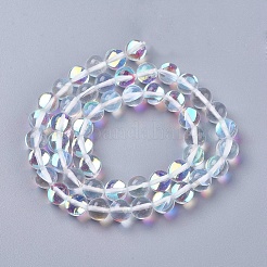 合成ムーンストーンビーズ連売り  ホログラフィックビーズ  ラウンド  透明  10mm  穴：1mm  約38個/連  14.5~15インチ&nbsp;G-E468-H02-10mm
