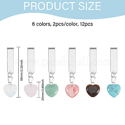 12Pcs 6 Styles Heart Natural & Synthetic Gemstone Shoe Charms&nbsp;HJEW-CA00019