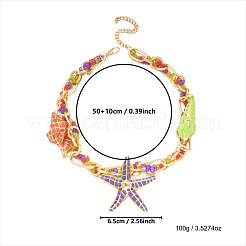 Summer Beach Alloy Enamel Starfish Pendant Necklaces&nbsp;WG3CCC3-01