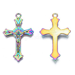 レインボーカラーアロイペンダント  カドミウムフリー＆ニッケルフリー＆鉛フリー  クロス  37x21.5x2.5mm  穴：2mm&nbsp;PALLOY-N156-147-NR