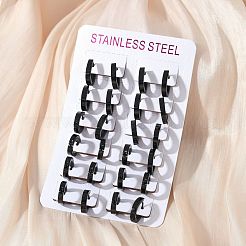 304 Stainless Steel Polishing Effect Hoop Earrings&nbsp;EJEW-M001-38P