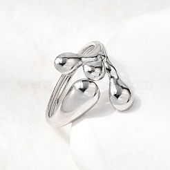女性用304ステンレススチールオープンカフリング5個  ティードロップ  ステンレス鋼色  17~19.7mm&nbsp;RJEW-K313-03P